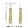 E13901 Brincos Longos de Liga Metálica com Franjas de Strass Brilhante de Alta Qualidade Transfronteiriços, Elegantes e Luxuosos, Adequados para Festas, Brincos com Efeito Emagrecedor
