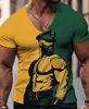 Camiseta de Verano Nueva de Manga Corta para Hombre Europea y Americana Transfronteriza 2025 Impresión 3D Casual de Moda Cuello Redondo Versátil
