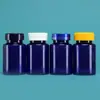 Garrafa Plástica de 120ml Atacado Tampa de Rosca Metálica Cápsula Azul Opaca Garrafa Sólida Pe Produto para Cuidados com a Saúde Garrafa Plástica
