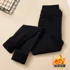 Calça jeans skinny preta para mulheres, novo estilo outono e inverno 2026, forrada com fleece, espessa, cintura alta, elástica, calça tipo lápis slim-fit