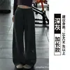 Calça de moletom feminina cinza-esverdeada, nova coleção outono 2026, cintura alta, casual, perna reta, modelagem relaxada, solta, perna justa, perna larga
