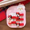 Novos Grampos de Cabelo de Algodão Vermelho de Segurança para Bebês Meninas, Design Fofo de Desenho Animado, Conjunto de 5 Grampos de Cabelo