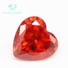 Venta al por mayor de fábrica 5A en forma de corazón de circonita naranja roja, piedra desnuda artificial con fondo puntiagudo, melocotón en forma de corazón de circonita naranja roja, taladro CZ