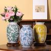 Novos Enfeites de Vaso Cerâmico Estilo Chinês Varanda Sala de Estar Hotel Quarto Modelo Decorações Suaves Vaso Pintado Pote de Armazenamento