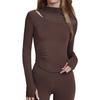 Ropa de Yoga Top Sentido de Alta Gama Costuras de Malla Hueca Camiseta de Manga Larga para Exterior Cómoda Transpirable Ropa Deportiva de Fitness para Mujer