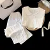 Pijama Infantil Feminino Primavera e Outono Algodão Nuvem Fino Manga Longa Novo Outono Desenho Animado Infantil Fofo Roupa de Casa Conjunto de Duas Peças