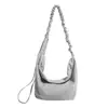 Bolso de tela a cuadros para mujer, nuevo bolso de hombro casual de verano 2026 para la escuela y el trabajo, bolso cruzado tipo dumpling de gran capacidad