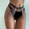 Corrente de cintura punk transfronteiriça com borla, corrente corporal multicamadas, cinto, acessórios de joalheria, roupas, Correntes para Barriga e Corpo