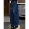 Jeans plus size vintage de perna reta para mulheres primavera e outono menina gordinha corpo em formato de pera solto cintura alta emagrecedor perna larga calças machete