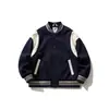 Chaqueta Rumei Estilo Retro Americano Moderno Estilo Universitario Patchwork de Cuero PU para Hombres y Mujeres, Chaqueta de Béisbol Casual Holgada de Otoño para Parejas