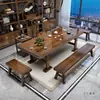 Juego de Mesa de Té Grande y Sillas de Madera Maciza, Una Mesa y Cinco Sillas, Mesa de Té para el Hogar con Tetera Integrada, Mesa para Preparar Té de Oficina