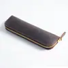 Estojo de Lápis com Zíper de Couro Simples Transfronteiriço Capa Protetora para Caneta Masculina Mini Compacto Portátil Bolsa de Papelaria Armazenamento para Estudante Feminina