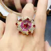 Anillo Popular de Granate Natural al por Mayor de Fábrica Plata S925 Incrustado con Piedra Principal 5*5 Joyería de Lujo Venta Directa de Fábrica