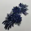 Nuevo tejido de malla con lentejuelas, bordado tridimensional con cuentas, flores bordadas, apliques de tela con pedrería, accesorios para disfraces de actuación en escenario