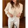 Estilo Ins Coreano Gama Alta Minimalista Color Sólido Vintage Manga Tres Cuartos Chaqueta Corta Blazer Versátil Ropa para Mujer