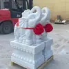 Escultura em Pedra de Mármore Branco, um Par de Batentes de Porta, Tambores de Pedra, Enfeites de Elefante em Pedra para Entrada de Casa ou Villa