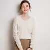 Novo Suéter de Caxemira 100% Puro Outono e Inverno para Mulheres, Gola V Sem Costura Cor Sólida Malha Base Suéter, Suéter Curto Versátil Quente