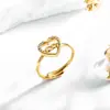 Anel de Amor em Forma de Coração Não Desbota, Estilo Coreano Ins Nicho Luxo Leve Alto Padrão Aberto Aço Inoxidável Joia Anel