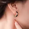 Brincos Redondos Minimalistas de Esmalte com Letras Estilo Francês, Luxo Leve com Sensação de Alta Qualidade, Acessórios de Orelha Modernos e Únicos com Design de Nicho