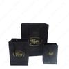 Bolsa de papel dorado con cartulina negra, venta al por mayor, bolso de mano para regalo, lote pequeño, logotipo