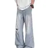 Jeans Ripped Wide-Leg Retrô Americano, Calça Casual Solta Comprida, Novo Lançamento Primavera 2026 Calça Banana