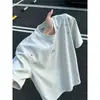 Camiseta de Manga Corta Patchwork Bordado Estilo Americano para Hombre, Peso Pesado, Cuello Redondo, Holgada, Deportiva, Media Manga, Marca de Moda, Diseño Deconstruido con Sentido