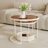 Mesa de centro de vidro arco-íris estilo creme para salas de estar pequenas, design moderno simples, mesas redondas da moda em vários tamanhos