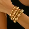 Pulsera Redonda de Metal Pesado Cepillado de Venta Caliente Europea y Americana Transfronteriza con Textura Personalizada y Pulsera Geométrica Irregular