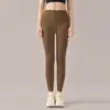 Calça de Yoga em Lycra Feminina Toque Nude Cintura Alta Levanta Bumbum Calça Esportiva Abertura no Tornozelo Calça Esportiva para Fitness Borda Antirrolamento Roupa de Yoga Calça Longa