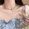 Colar de Pérolas em Grãos de Arroz Dopamina Cilíndrico, Corrente de Clavícula de Nicho da Moda e Estilosa, Corrente de Pescoço Única Versátil para Mulheres