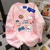 Sudadera Redonda Linda Versátil Creativa Callejera Americana para Mujer Otoño e Invierno Ins Tendencia Marca Diseño Tie-Dye Rosa Top