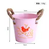 Balde de flor de hierro forjado con doble asa y cuerda de cáñamo, cesta de flor de hierro rústica, maceta pequeña de hierro de color caramelo decorativa para plantas suculentas de escritorio