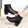 Botines cortos de moda de punta cuadrada, elegantes, a la moda, impermeables, antideslizantes, de algodón, cálidos para el invierno, botas de mamá, zapatos de tacón grueso y tacón medio