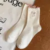 Calcetines sin costuras estilo primavera y otoño con borde de oreja de madera, puntos de dibujos animados, lazo de arena, calcetines largos, calcetines con estampado de animales lindos, venta al por mayor de Zhuji