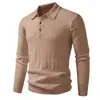 Nuevo suéter jacquard para hombre estilo otoño e invierno con cuello camisero, tejido cálido vintage, chaqueta de punto casual versátil de color liso