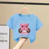 Camiseta de Manga Curta para Meninas 2026 Novo Estilo Popular de Verão para Crianças Maiores, Blusa 100% Algodão, Camiseta da Moda de Marca com Caimento Solto