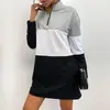 Estación Independiente de Amazon Exportación 2023 Otoño Nuevo Moda Europea y Americana para Mujer Transfronterizo Manga Larga Color de Contraste Vestido Sudadera