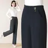 Pantalones de mamá elegantes hechos a medida, nueva colección otoño/invierno, mezcla de lana, tiro medio, corte holgado, talla grande, para mujeres de mediana edad y mayores