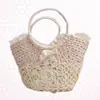 Bolsa de Paja con Encaje de Hoja de Maíz Bolso de Hombro Portátil Bolso de Moda para Mujer Bolso de Playa para Vacaciones de Verano