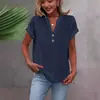 Camisa de Verano para Mujer de Color Sólido con Cuello Alto, Botones y Manga Corta, Estilo Europeo y Americano, 2026