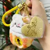 Chaveiro de ouro: Riqueza Instantânea, Ouro Puro 999, Gato Feliz de Pelúcia, Pingente de Bolsa da Fortuna, Ornamento Requintado, Presente Atacado