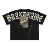 Camisa Casual de Manga Corta para Hombre con Estampado de Letras y Personajes de Moda Europea y Americana, Estilo Hip-Hop Gótico con Estampado de Patrones Grandes Punk