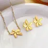 Estilo Pétalo Ins Pendientes Populares de Comercio Electrónico Transfronterizo Retro Oro de 18K Acero de Titanio Texturizado Pendientes de Pétalo Joyería para Mujer