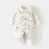Macacão de Bebê para Meninas, Novo Estilo Outono e Inverno, Algodão Acolchoado, Roupa de Algodão Engrossada e Quente para Meninos