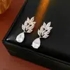 Pendientes Colgantes de Espiga de Trigo con Zirconia de Aguja Plateada Pendientes de Moda Minimalistas de Lujo Ligero Pendientes Exquisitos de Gama Alta Versátiles