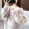 Otoño 2024 Nuevas Explosiones Suéter para Mujer Ropa Exterior Holgada Cárdigan de Punto Chaqueta de Terciopelo de Visón de Principios de Otoño