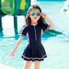 Maiô Feminino Peça Única Babado Fofo Calcinha de Segurança Anti-Exposição Maiô Estilo Princesa Roupa de Banho para Bebê Criança Pequena Crianças