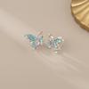 Aretes Asimétricos de Mariposa Hueca Azules Pequeños y Exquisitos Estilo Vacacional Elegantes Inteligentes Placa para Incienso de Mosquitos Sin Agujeros en las Orejas