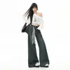 Jeans Wide Leg Feminino Primavera e Outono 2026 Novo Solto Emagrecimento Caimento Super Quente Design Preguiçoso Calças Retas