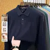 Camisa Polo de Manga Longa de Algodão Puro de Alta Qualidade para Homens, Outono Quente, Camiseta Masculina Leve para Negócios Casuais, Respirável, Gola Polo, Peça Única Dropshipping